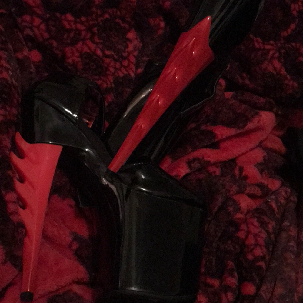Red flame high heels